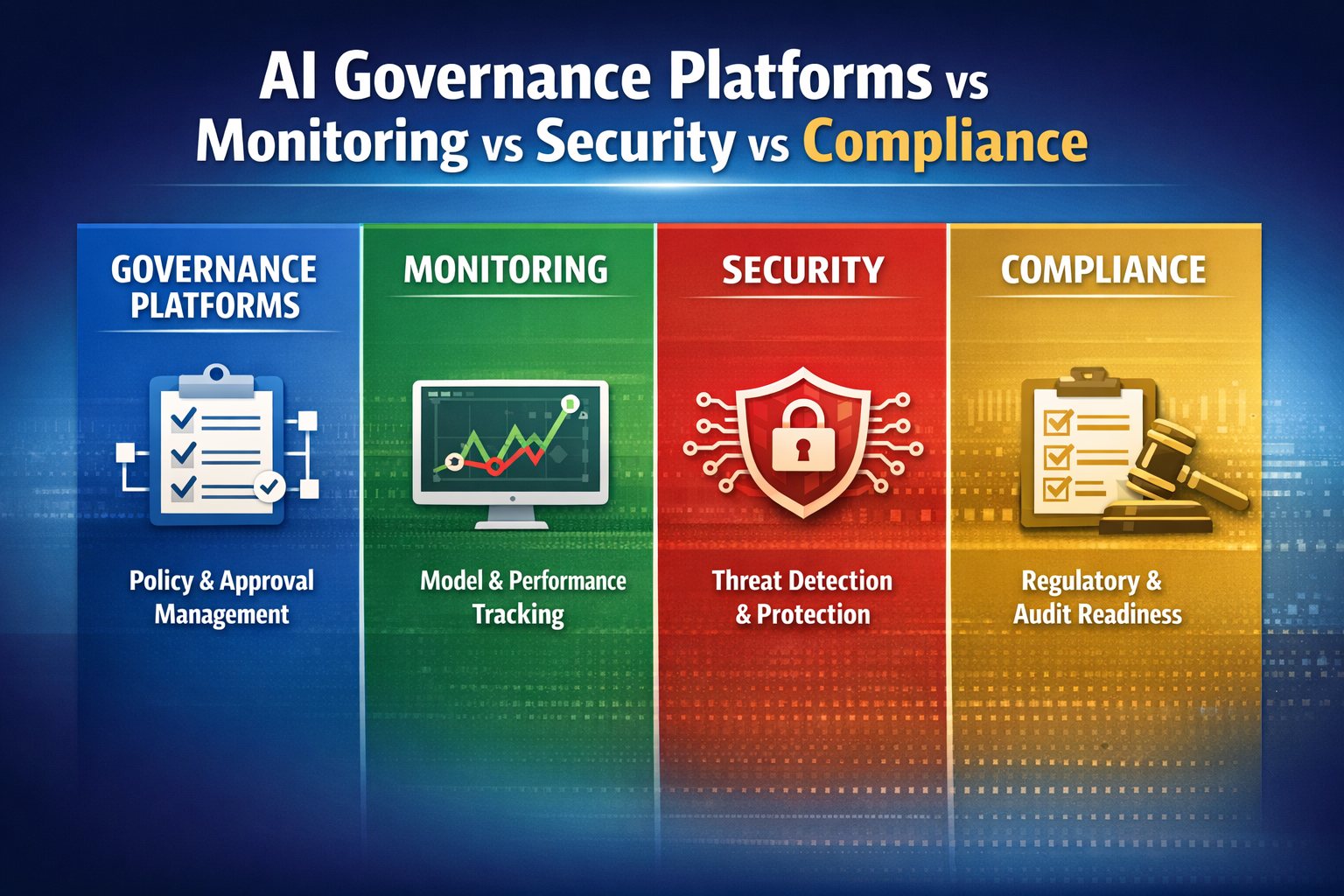AI Governance Platforms vs Monitoring vs Security vs Compliance 